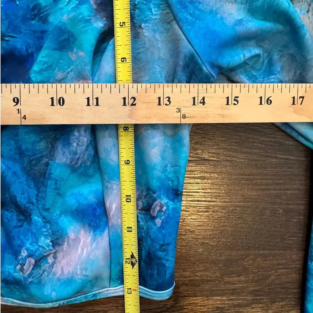 Hadia Ghaleb | NWT Modest Luxury Long Sleeve Swim Top Icing Watercolor Blue Sm